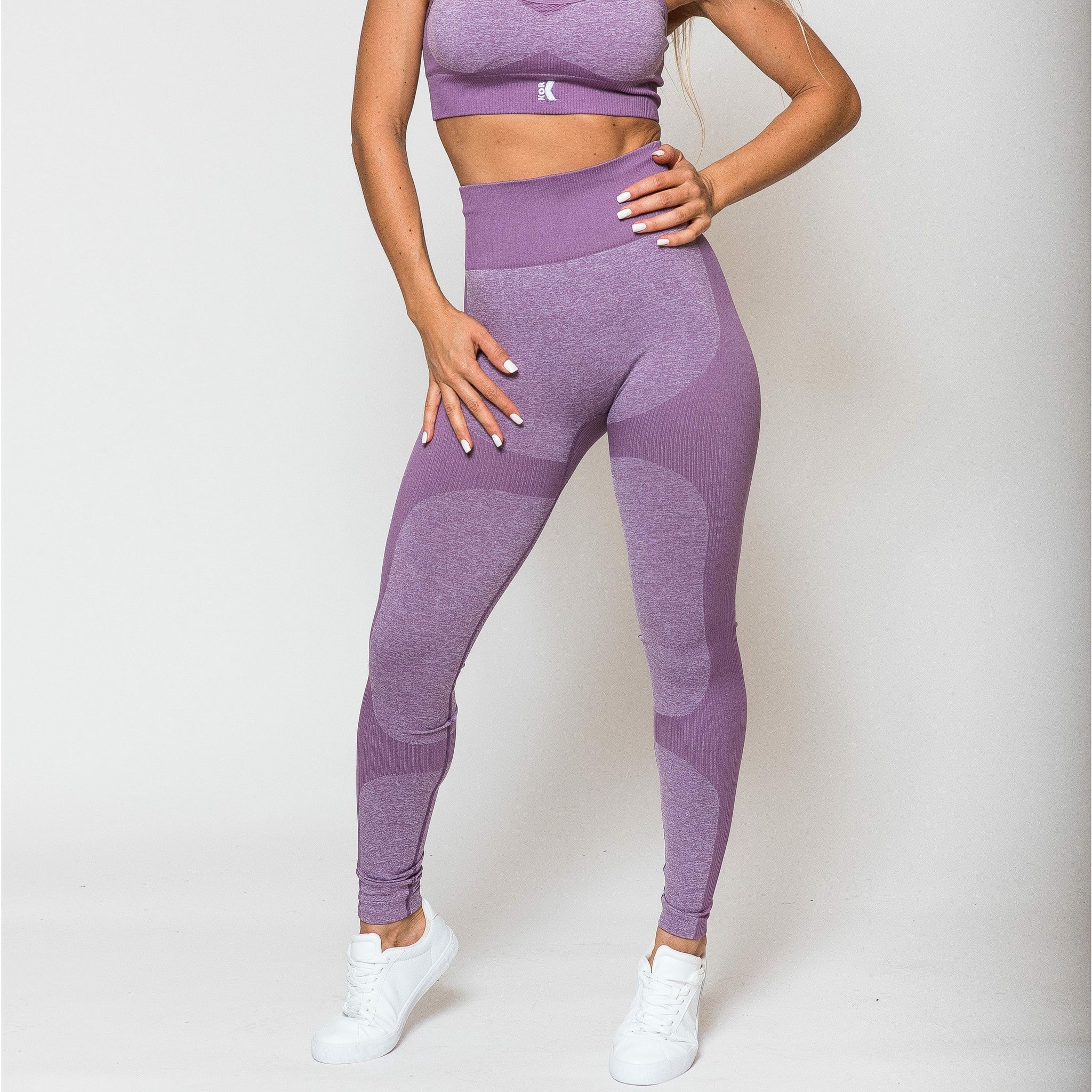 Womens Ribbed Seamless Leggings High Waisted For Exercise Gym Workout Yoga  Running by MAXXIM Purple Medium